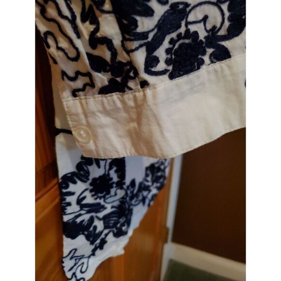 ForCynthia Womens Blouse Sz M Beachwear Black White Shirt 1/4 Button Down Tunic - Picture 4 of 4